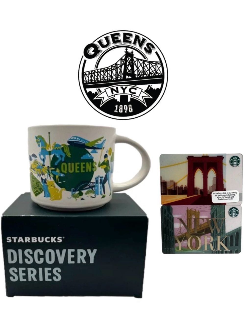 Starbucks New York City Coffee Mug Discovery The Boroughs Series Queens NY BONUS